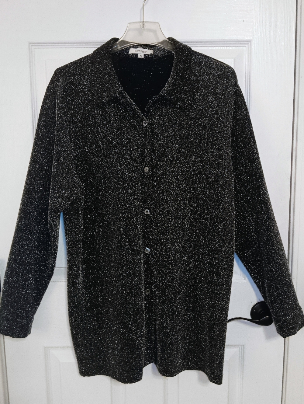 Karen Kane Sparkle Button-Up Tunic Blouse Top